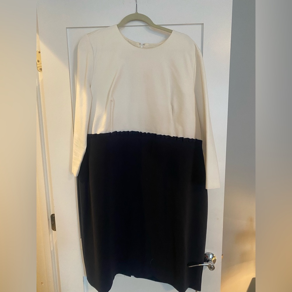 J Crew White and Navy Work sheath dress